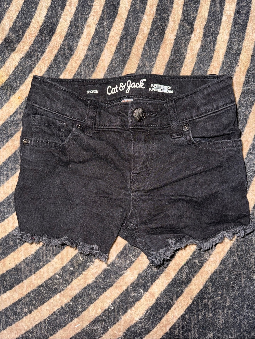 Cat & Jack Black Super Stretch Frayed Hem Jean Shorts